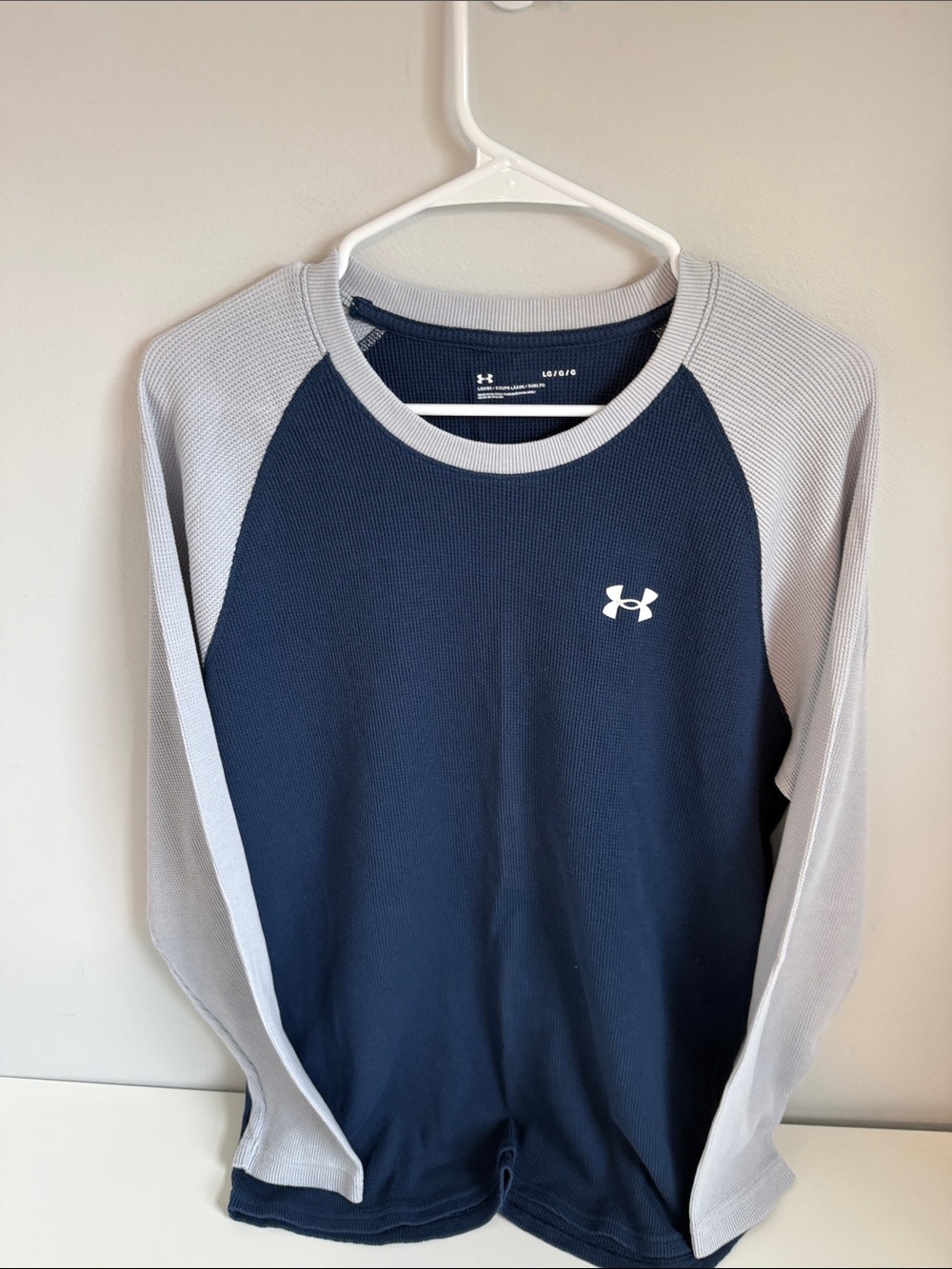 Under Armour Navy and Light Gray Raglan Long Sleeve Performance Top